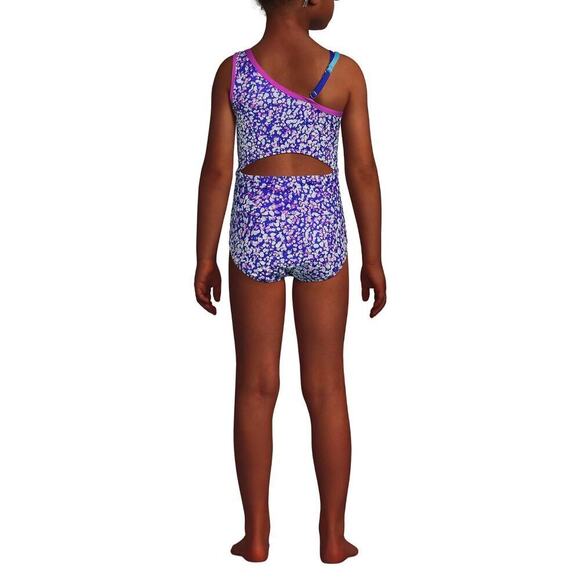 Lands End sz XL 14 16 plus one shoulder chlorine resistant one piece open back - Picture 3 of 6